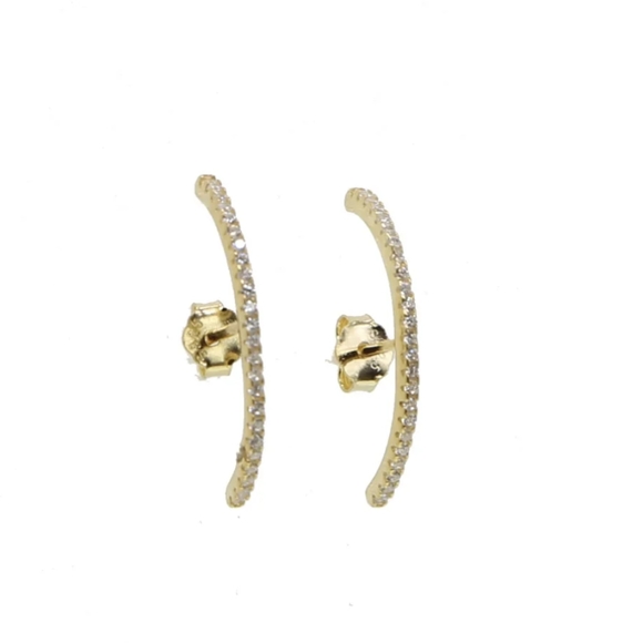 14k gold cz bar earrings - Picture 3 of 4
